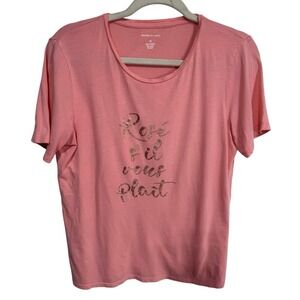 Banana Republic Rose S'il Vous Plaît Graphic Tee Pink Scoop Neck T-Shirt Women M
